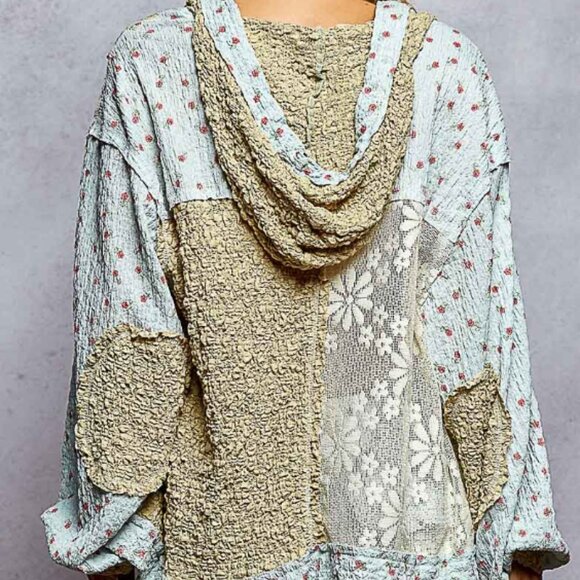 ❤️#1507A POL LACE&FLORAL PATTERN-BLUE JACKET (HAVE PANTS IN ANOTHER LISTING) - Picture 4 of 15